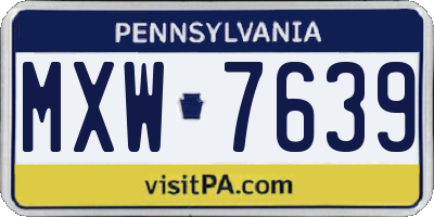 PA license plate MXW7639