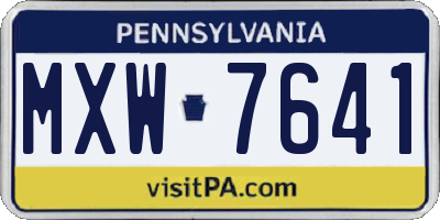 PA license plate MXW7641