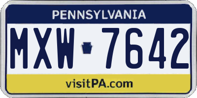 PA license plate MXW7642