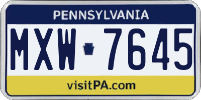 PA license plate MXW7645