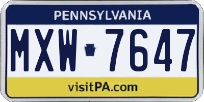 PA license plate MXW7647