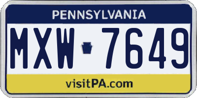 PA license plate MXW7649
