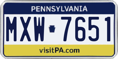 PA license plate MXW7651