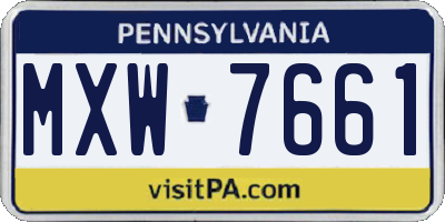PA license plate MXW7661