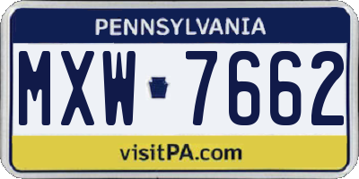 PA license plate MXW7662