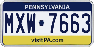 PA license plate MXW7663