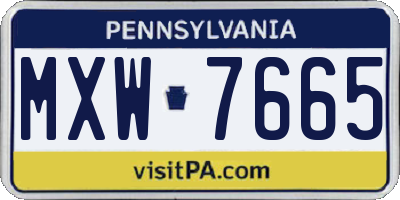 PA license plate MXW7665
