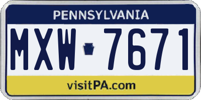 PA license plate MXW7671