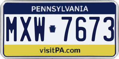PA license plate MXW7673