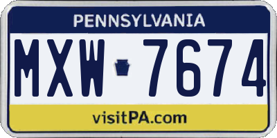 PA license plate MXW7674