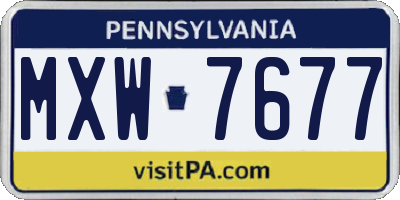 PA license plate MXW7677