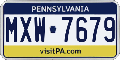 PA license plate MXW7679