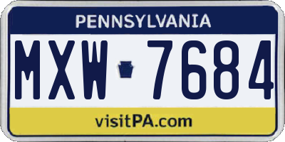 PA license plate MXW7684