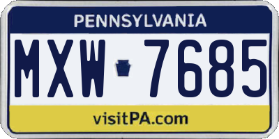PA license plate MXW7685