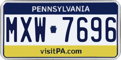 PA license plate MXW7696