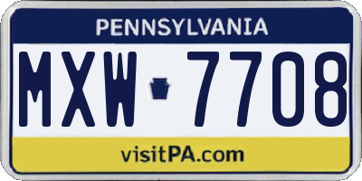 PA license plate MXW7708