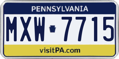 PA license plate MXW7715