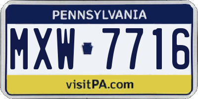 PA license plate MXW7716