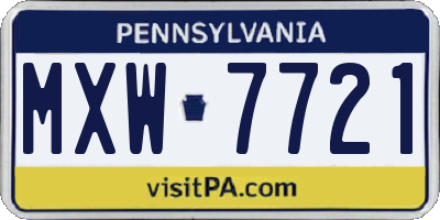 PA license plate MXW7721