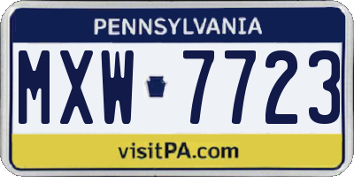 PA license plate MXW7723