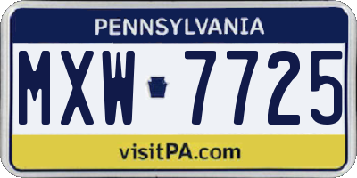 PA license plate MXW7725