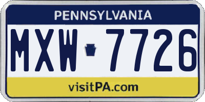 PA license plate MXW7726