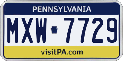 PA license plate MXW7729