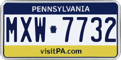 PA license plate MXW7732