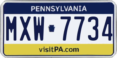 PA license plate MXW7734