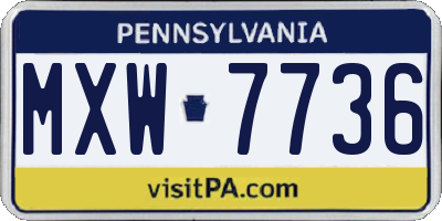 PA license plate MXW7736
