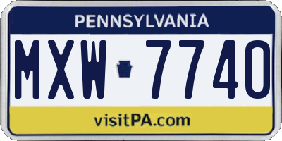 PA license plate MXW7740