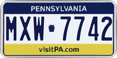PA license plate MXW7742