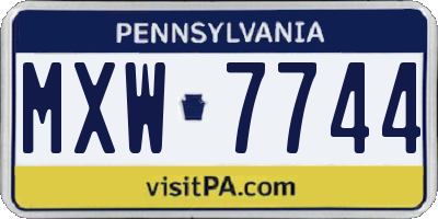 PA license plate MXW7744