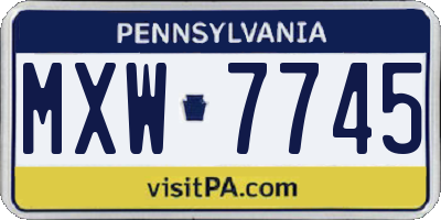 PA license plate MXW7745