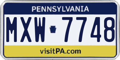 PA license plate MXW7748