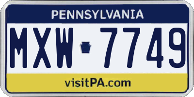 PA license plate MXW7749
