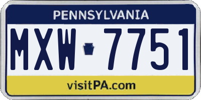 PA license plate MXW7751