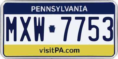 PA license plate MXW7753