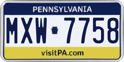 PA license plate MXW7758