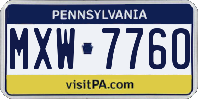 PA license plate MXW7760