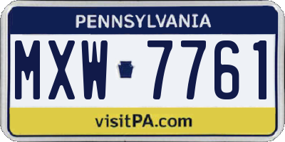 PA license plate MXW7761
