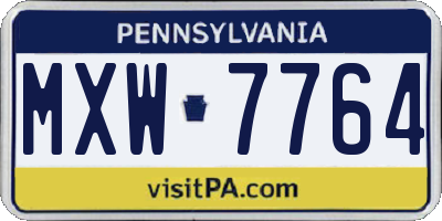 PA license plate MXW7764