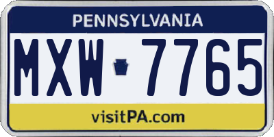 PA license plate MXW7765