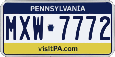 PA license plate MXW7772