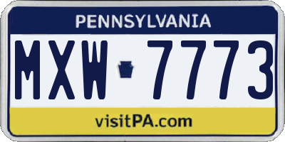 PA license plate MXW7773