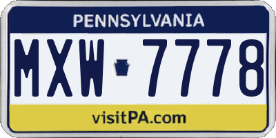 PA license plate MXW7778
