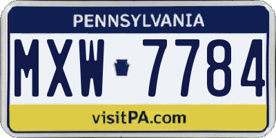 PA license plate MXW7784