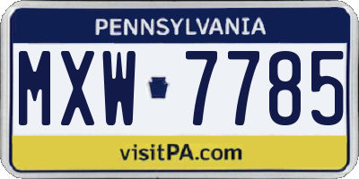 PA license plate MXW7785