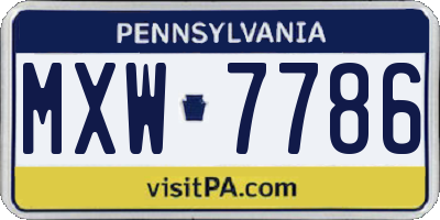 PA license plate MXW7786