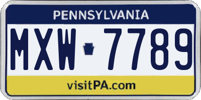 PA license plate MXW7789